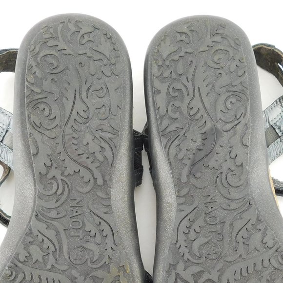 NAOT Gray Pewter Patent Leather Ankle Strap Sandals  37 / 6 - Picture 4 of 5